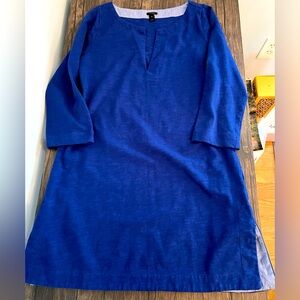 JCrew 3/4 sleeve V neck tunic style dress in blue